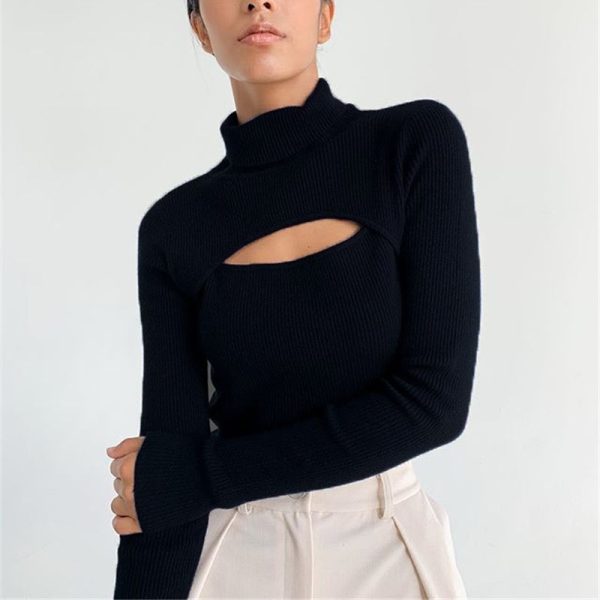 chic turtleneck knitted sweater