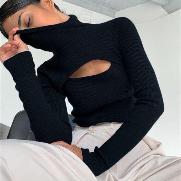 chic turtleneck knitted sweater
