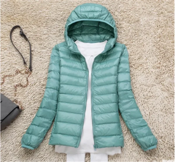 Women's Ultra-Lightweight Packable Hooded Puffer Jacket - Image 12