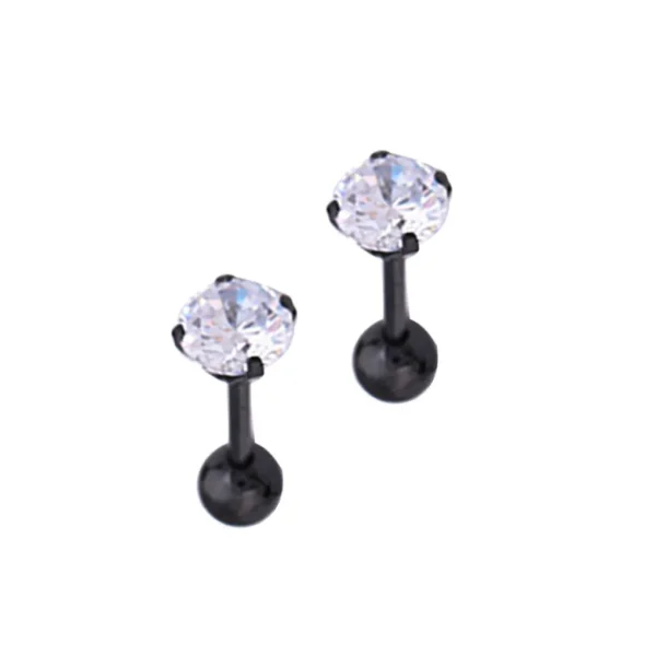 Zircon Steel Ear Pin Earrings