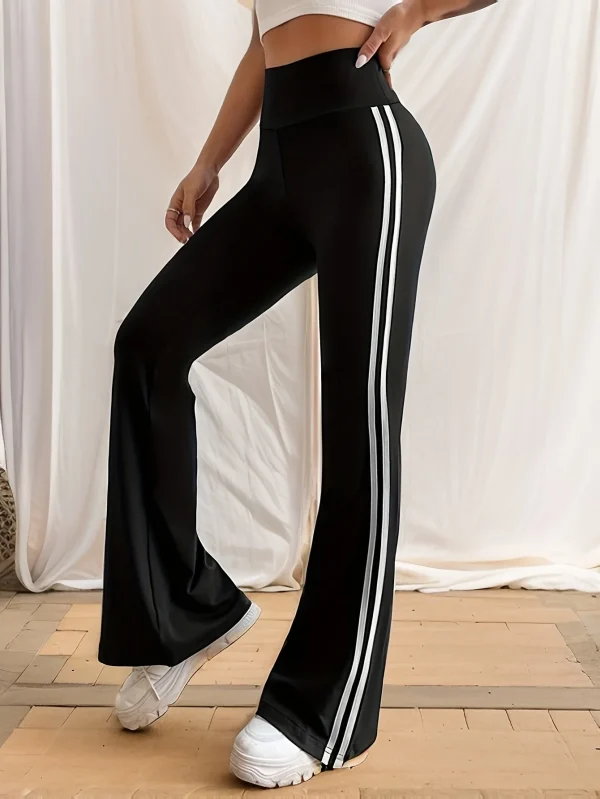 Side Striped Flare Leg Pants - Image 4