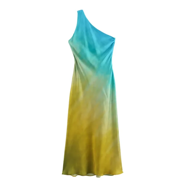 Asymmetrical Tie-Dye Satin Midi Dress - Image 8