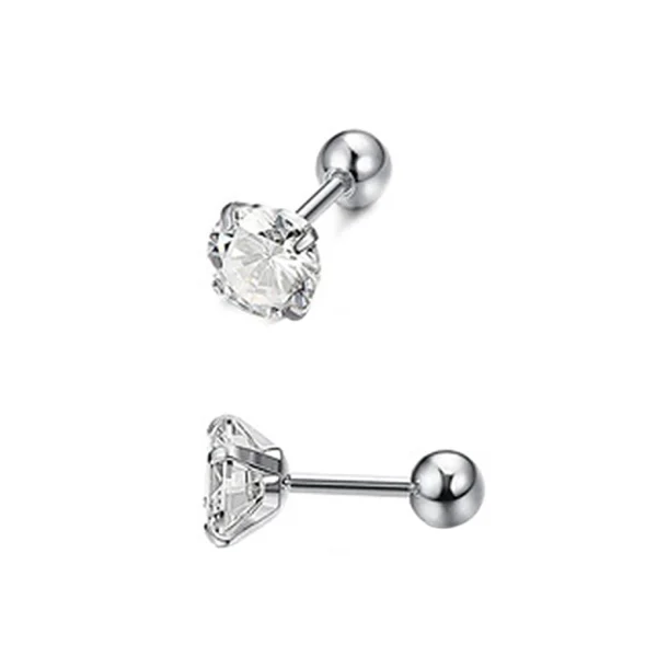 Zircon Steel Ear Pin Earrings - Image 4