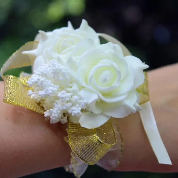 Elegant Rose Bridal Wrist Corsage - Image 3