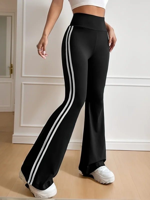 Side Striped Flare Leg Pants - Image 5