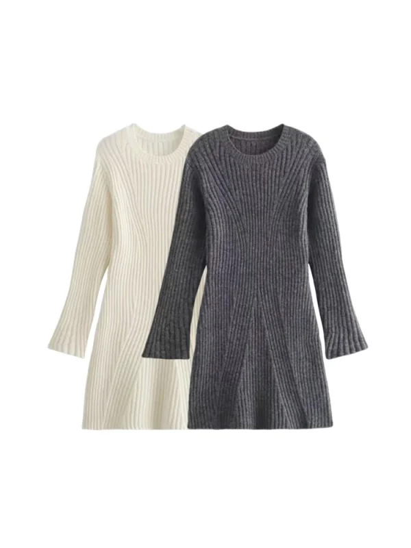 Women's Ribbed Knit Long-Sleeve Sweater Dress - Image 2