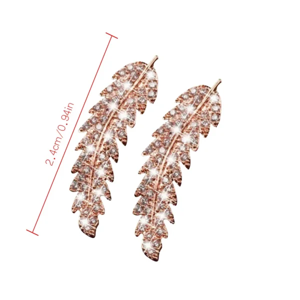 Leaf Design Zircon Dangle Earrings - Image 3