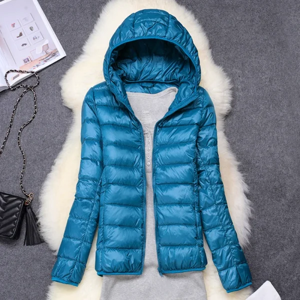 Women's Ultra-Lightweight Packable Hooded Puffer Jacket - Image 5