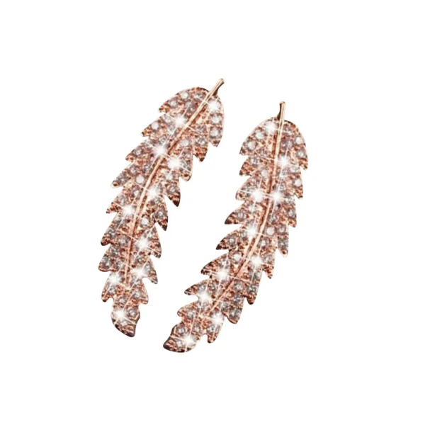 Leaf Design Zircon Dangle Earrings