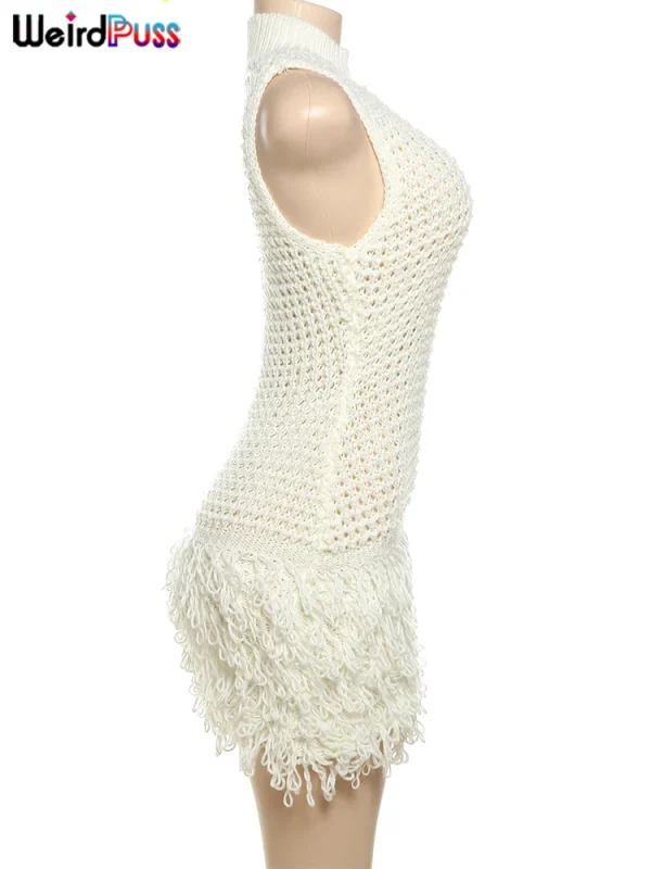 Chic Y2K Crochet Tassel Mini Dress - Image 8