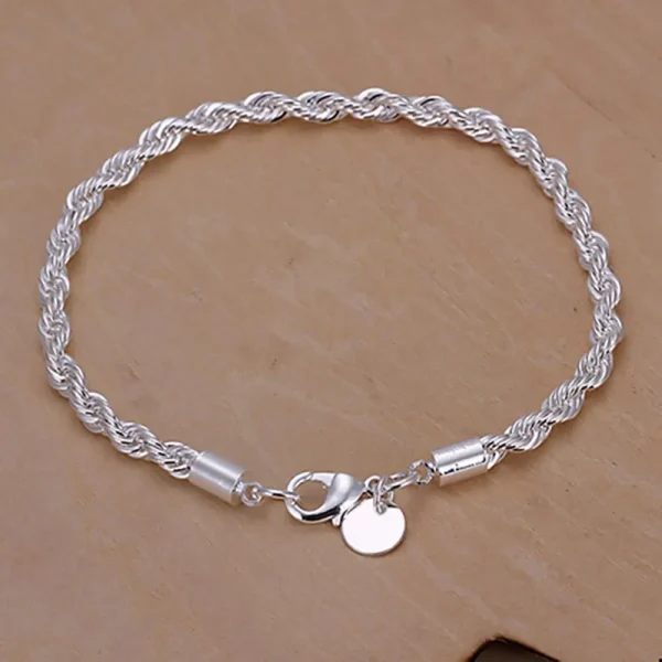 Elegant Silver Plated Twisted Chain Bracelet - Image 5