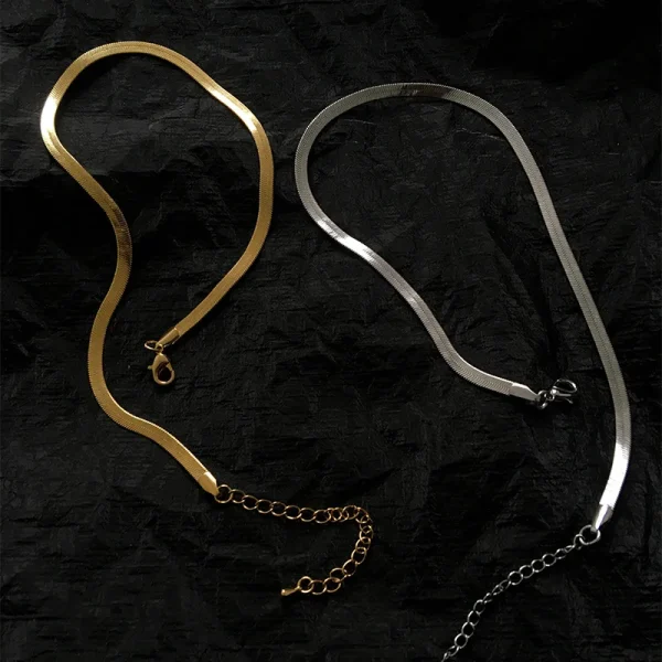 Stainless Steel Snake Bone Chain Necklace - Image 3