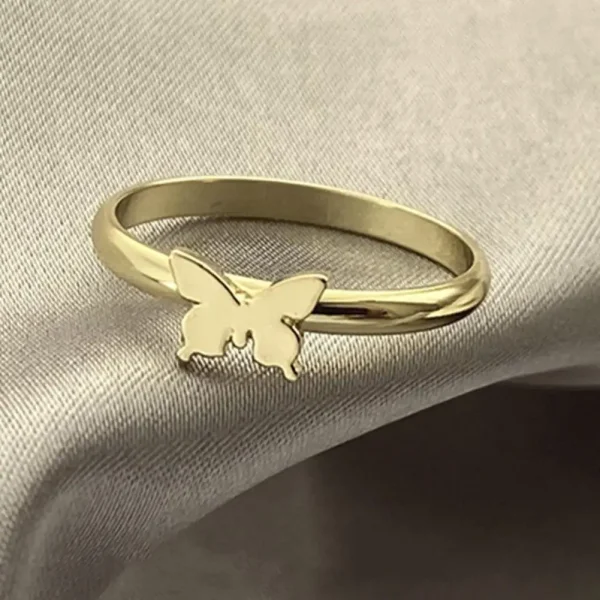 Romantic Star & Moon and Butterfly Wedding Ring Set - Image 4