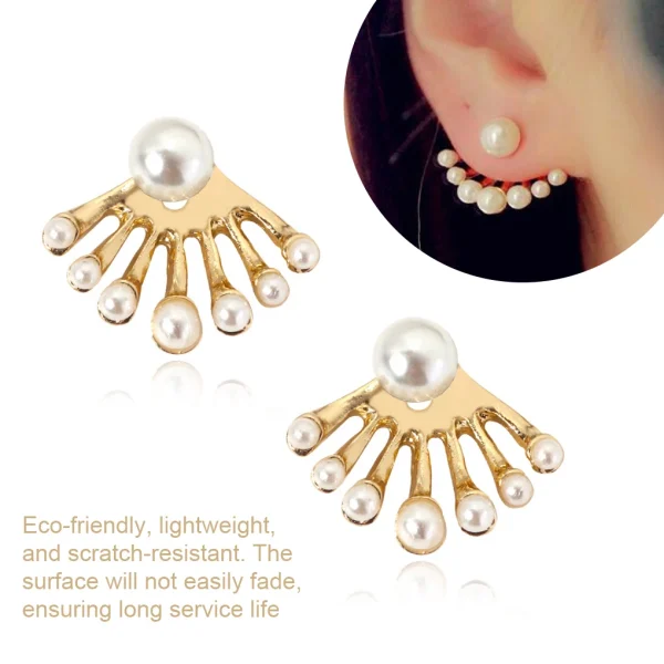 Elegant Pearl & Crystal Wrap Front-Back Earrings - Image 2