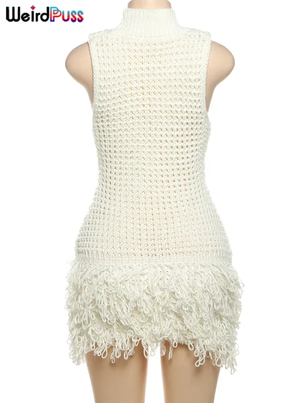 Chic Y2K Crochet Tassel Mini Dress - Image 9