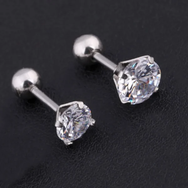 Zircon Steel Ear Pin Earrings - Image 3