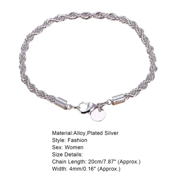 Elegant Silver Plated Twisted Chain Bracelet - Image 12