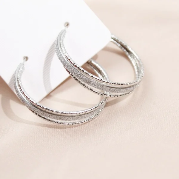 Matte Round Hoop Earrings - Image 3