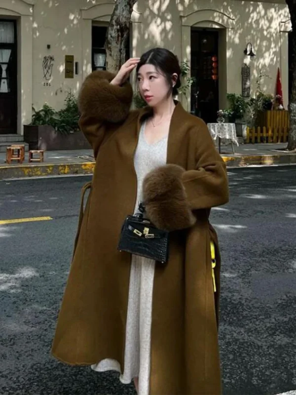 Women's Elegant Wool Blend Trench Coat - Image 5