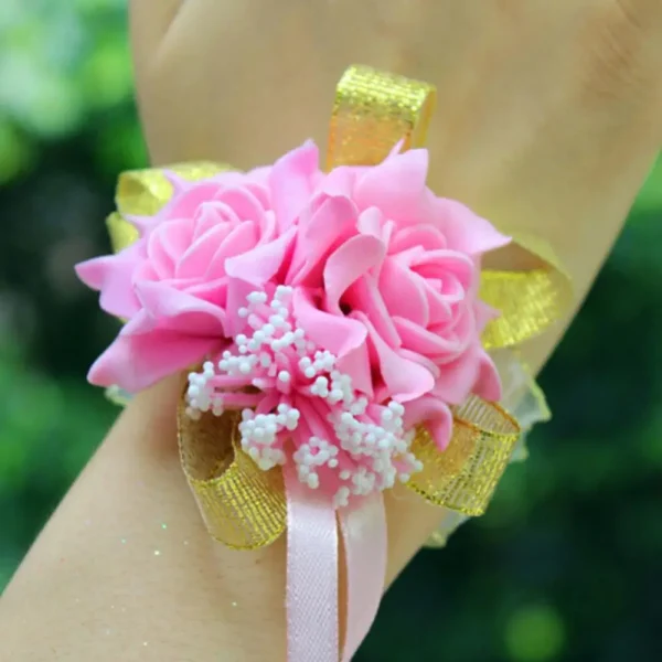 Elegant Rose Bridal Wrist Corsage - Image 2