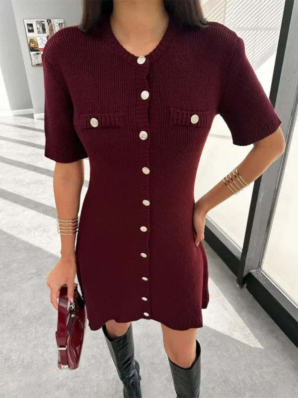 Elegant Knit Mini Dress - Image 13