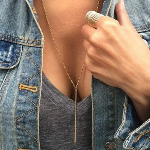 New Fashion Simple Stick Pendant Necklace - Image 2