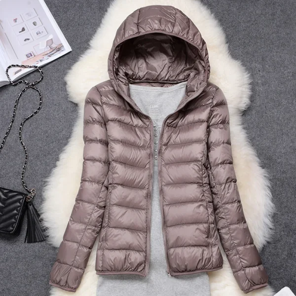 Women's Ultra-Lightweight Packable Hooded Puffer Jacket - Image 7