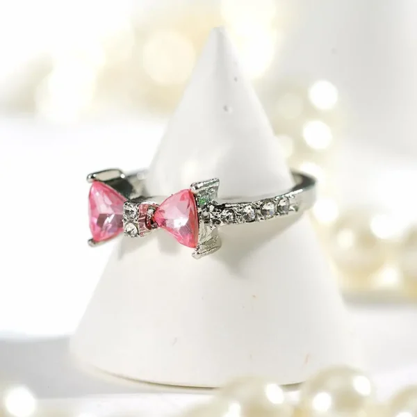 Pink Crystal Bowknot Ring - Image 3