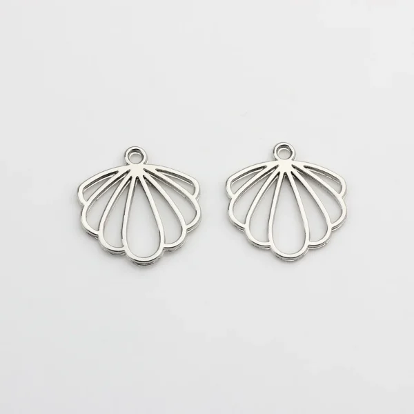 5Pcs Scallop Pendant Hollow Out Zinc Alloy Charms - Image 6