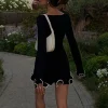 Women's Ruffled Knit Mini Dress - Image 3