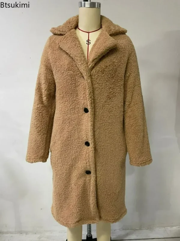 Women's Faux Wool Blend Teddy Plush Coat - Image 6