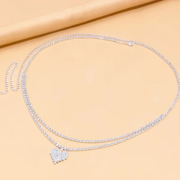 Sexy Rhinestone Heart Waist Chain - Image 3