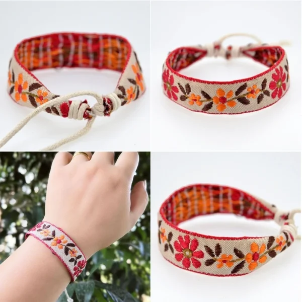 Sweet Strawberry Flower Weave Bracelet - Image 3