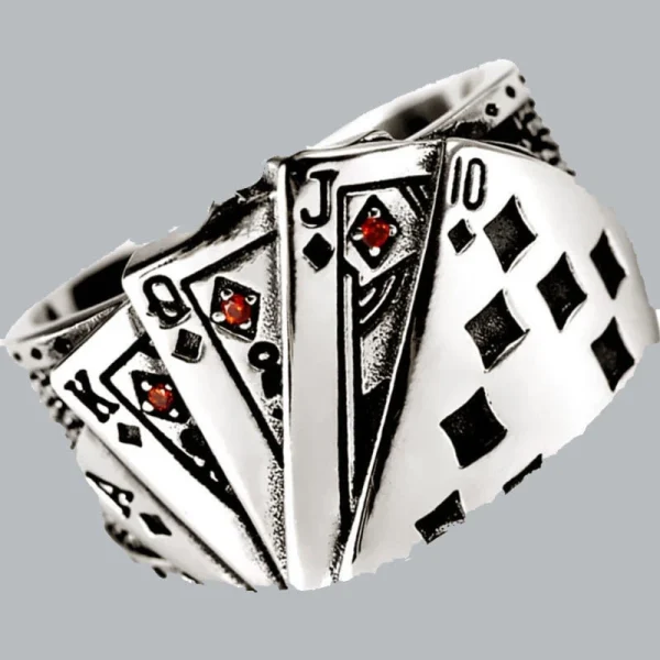 Exaggerated Hip Hop Playing Card Ring - Image 4