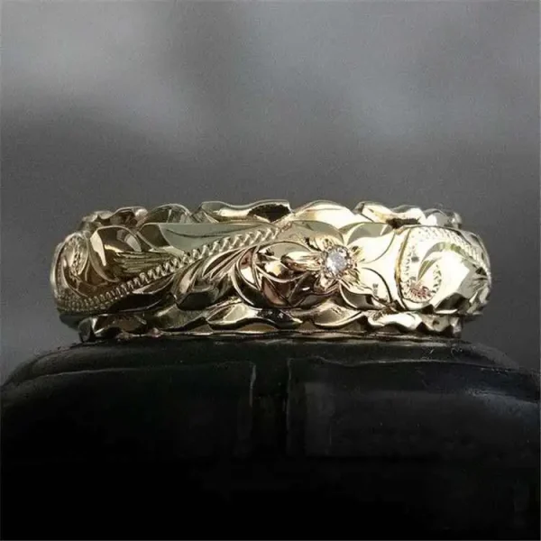 Carved Rose Flower Ring - Image 2