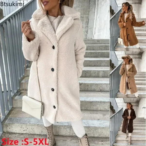 Women's Faux Wool Blend Teddy Plush Coat