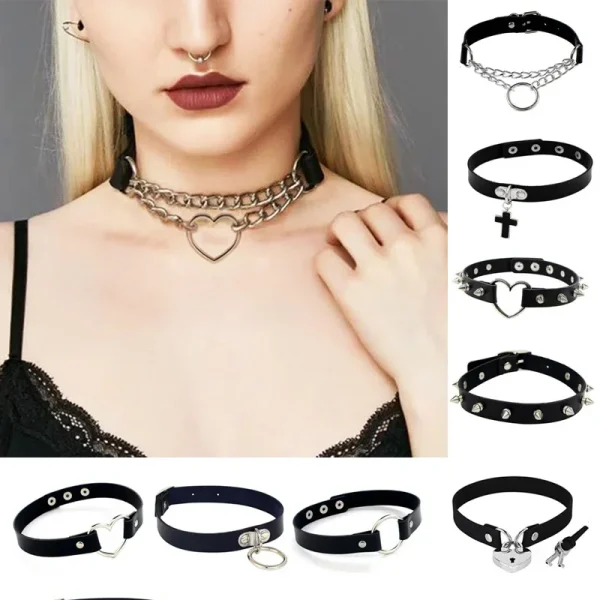 Punk Rock Gothic PU Leather Choker