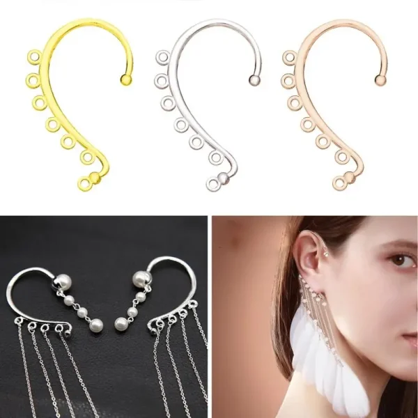 DIY Ear Cuff Wrap Long Chain Tassel Drop Earrings - Image 2