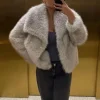 Women's Plush Faux Fur Coat - Image 2