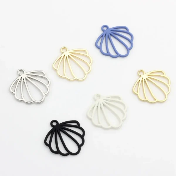 5Pcs Scallop Pendant Hollow Out Zinc Alloy Charms