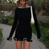 Women's Ruffled Knit Mini Dress