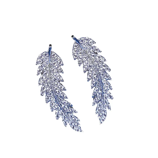 Leaf Design Zircon Dangle Earrings - Image 4