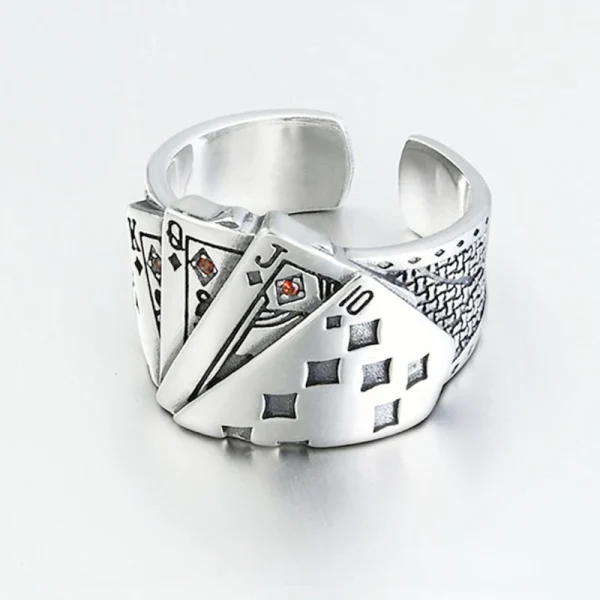 Exaggerated Hip Hop Playing Card Ring