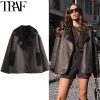 Women's Vintage Faux Leather & Wool Blend Plush Jacket