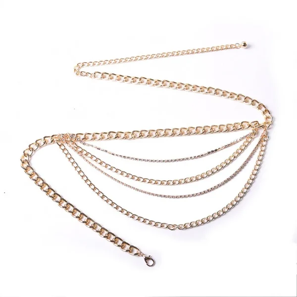 Summer Punk Metal Rhinestone Waist Chain for Women - Image 5