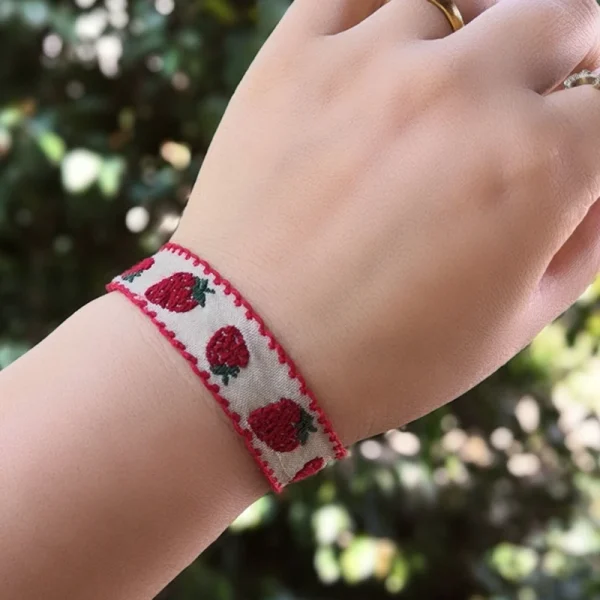 Sweet Strawberry Flower Weave Bracelet - Image 5