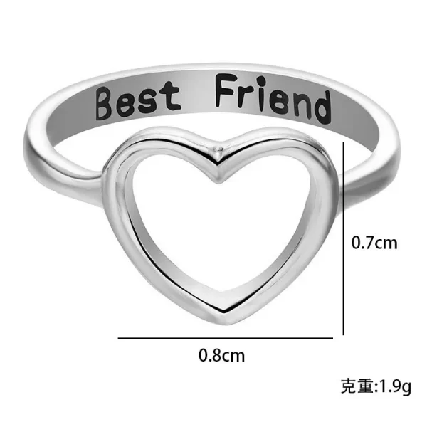 Best Friend Hollow Heart Ring - Image 4