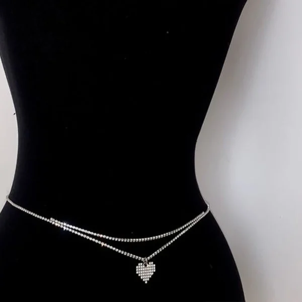 Sexy Rhinestone Heart Waist Chain - Image 2