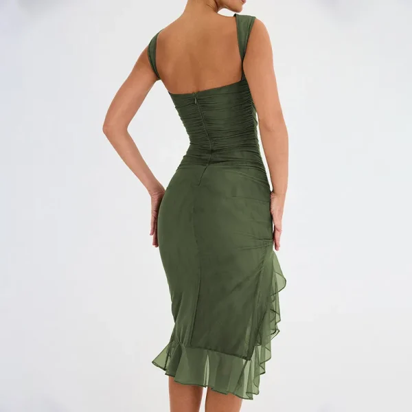 Women's Mesh Backless Pleated Dress - Image 7