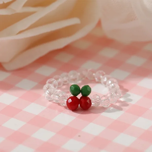 Elastic Crystal Bead Summer Fruit Ring - Image 4